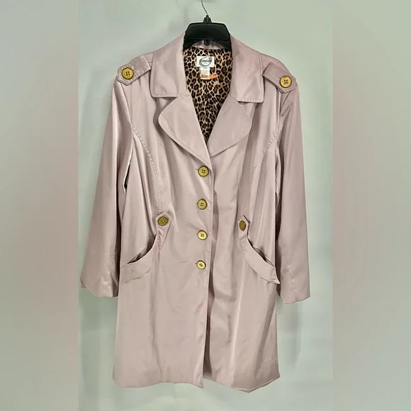 Odeliah Nude Blush Pink Trench Coat Metal Buttons W Matching Zip Skirt Plus 24W - Picture 2 of 12